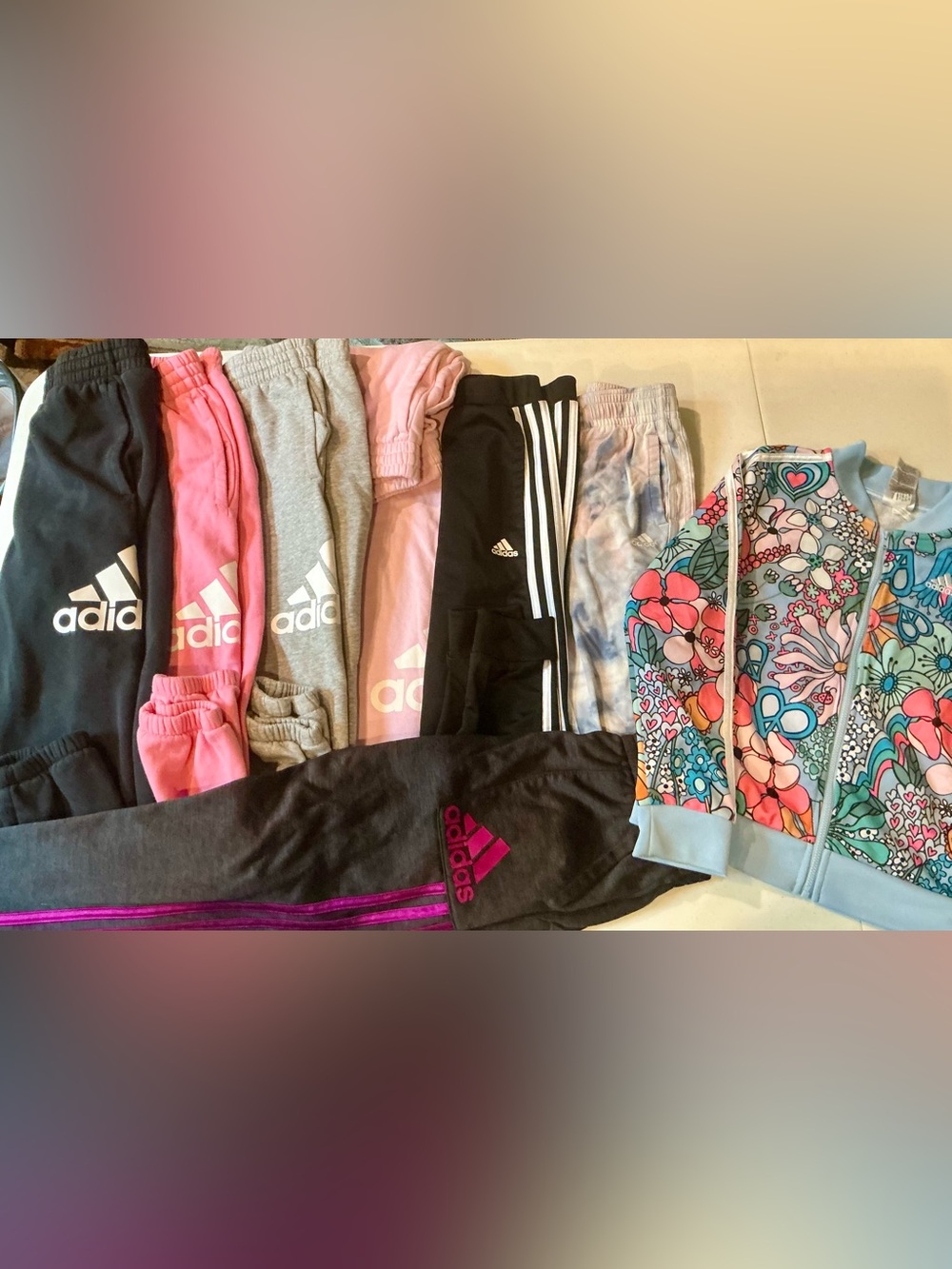 ADIDAS Girls Activewear Lot Size 10 Includes 7 Pants 1 Jacket